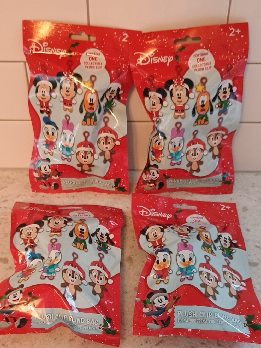 Set Of 4 Disney Holiday Plush Clip Blind Bag - Assorted- Brand New